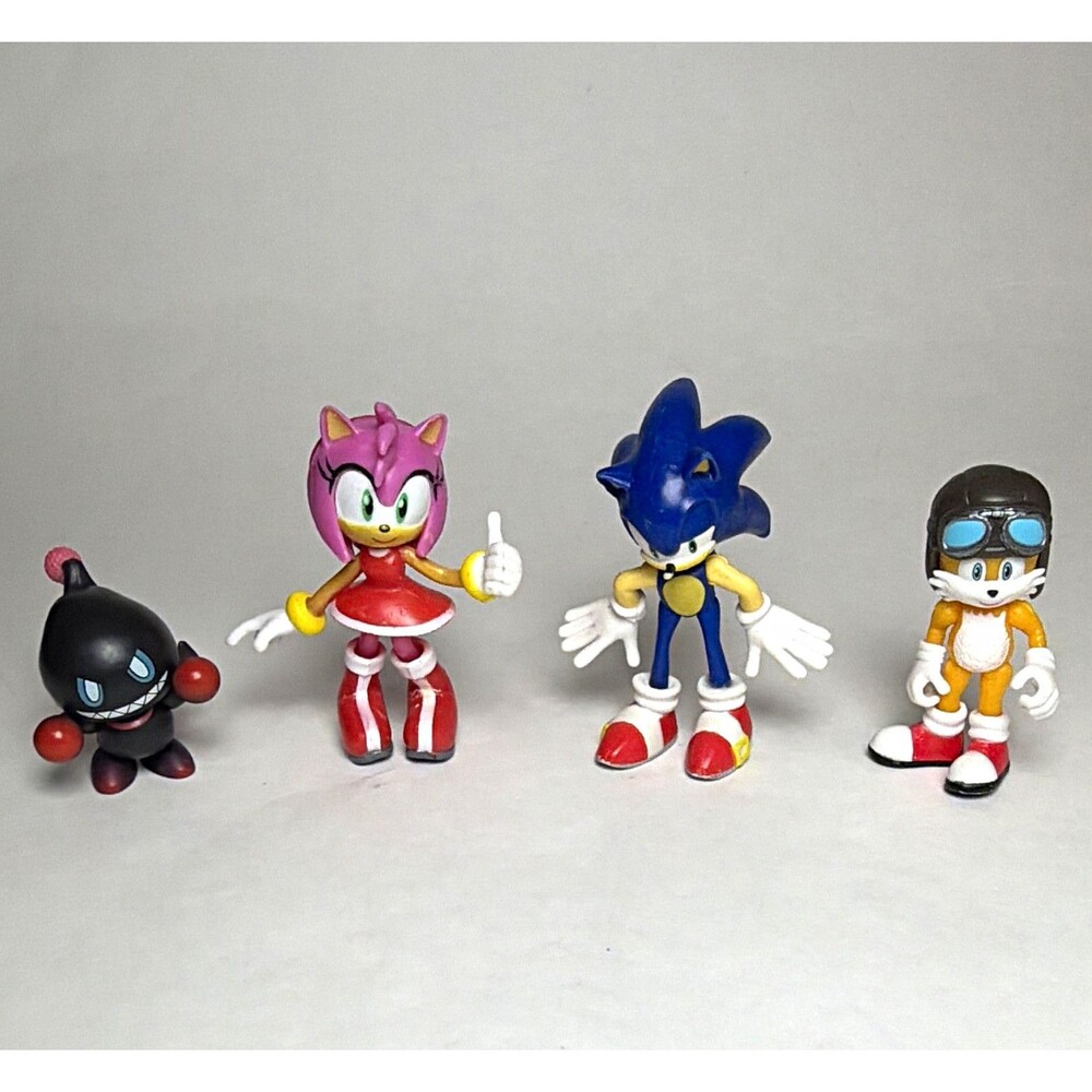 SEGA Sonic the Hedgehog Mini Figure Lot Dark Chao Sonic Amy Tails, 3 articulate